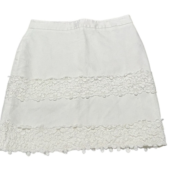LOFT Embroidered White Lined Skirt w/Scalloped Hem size 8 - Picture 1 of 9